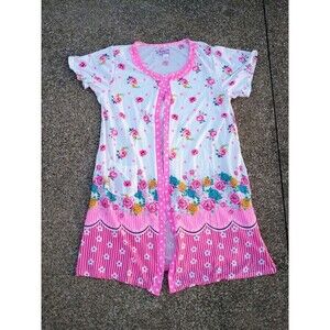 Betsy TW Sleepwear Floral Button Up Robe Gown Womens 2X